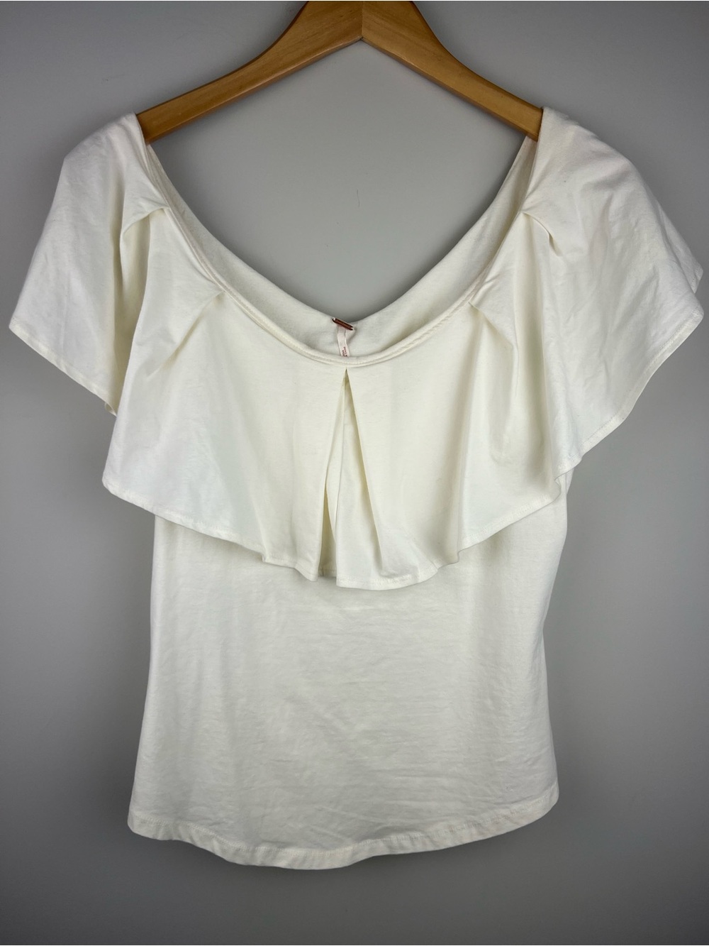 Free People Cream Off-Shoulder Ruffle Top